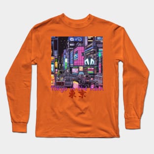 Japan Shibuya Tokyo in the Rain by Kana Kanjin Long Sleeve T-Shirt